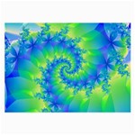 Colorful Blue and Green Spiral Fractal  Large Glasses Cloth