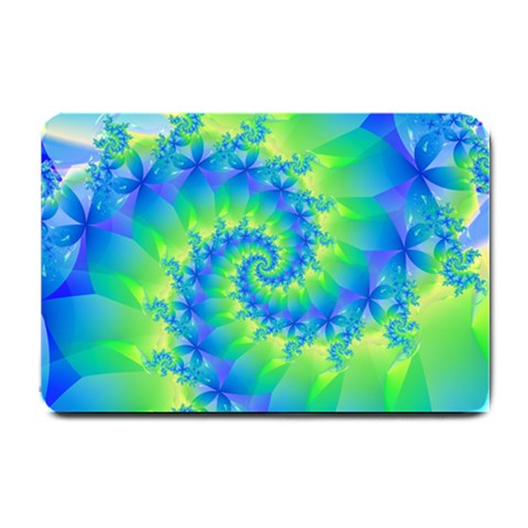 Colorful Blue and Green Spiral Fractal  Small Doormat from ArtsNow.com 24 x16  Door Mat