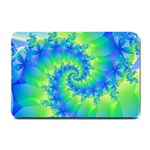 Colorful Blue and Green Spiral Fractal  Small Doormat