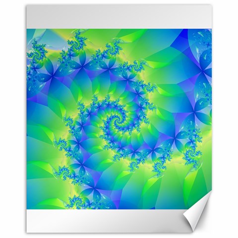 Colorful Blue and Green Spiral Fractal  Canvas 11  x 14  from ArtsNow.com 10.95 x13.48  Canvas - 1