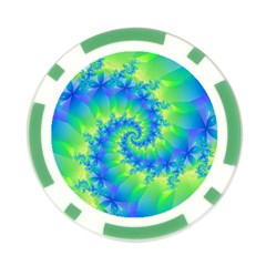 Colorful Blue and Green Spiral Fractal  Poker Chip Card Guard from ArtsNow.com Front