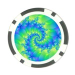 Colorful Blue and Green Spiral Fractal  Poker Chip Card Guard