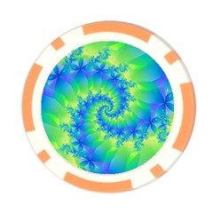 Colorful Blue and Green Spiral Fractal  Poker Chip Card Guard from ArtsNow.com Back