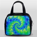 Colorful Blue and Green Spiral Fractal  Classic Handbag (Two Sides)