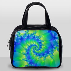 Colorful Blue and Green Spiral Fractal  Classic Handbag (Two Sides) from ArtsNow.com Back