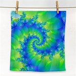 Colorful Blue and Green Spiral Fractal  Face Towel