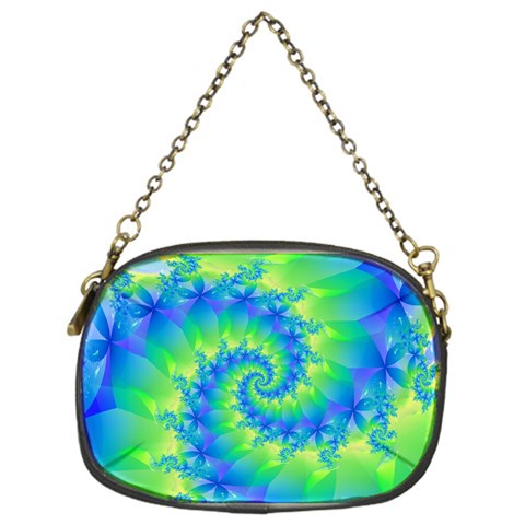 Colorful Blue and Green Spiral Fractal  Chain Purse (One Side) from ArtsNow.com Front