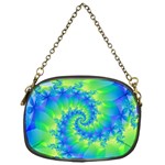 Colorful Blue and Green Spiral Fractal  Chain Purse (One Side)