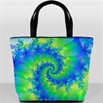 Colorful Blue and Green Spiral Fractal  Bucket Bag