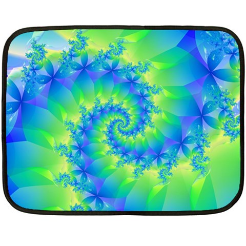 Colorful Blue and Green Spiral Fractal  Double Sided Fleece Blanket (Mini) from ArtsNow.com 35 x27  Blanket Front