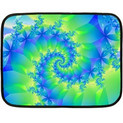 Colorful Blue and Green Spiral Fractal  Double Sided Fleece Blanket (Mini) from ArtsNow.com 35 x27  Blanket Front