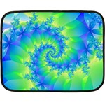 Colorful Blue and Green Spiral Fractal  Double Sided Fleece Blanket (Mini)