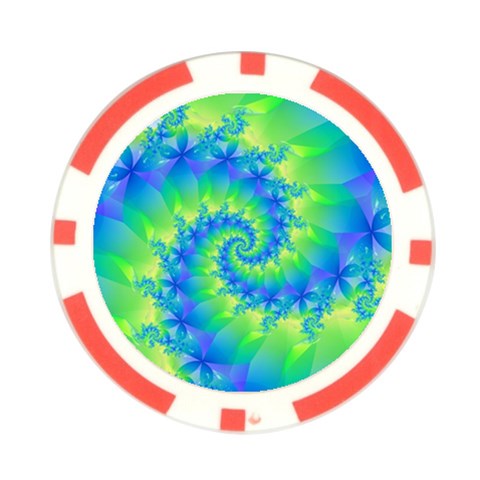 Colorful Blue and Green Spiral Fractal  Poker Chip Card Guard (10 pack) from ArtsNow.com Front