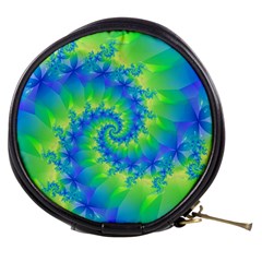 Colorful Blue and Green Spiral Fractal  Mini Makeup Bag from ArtsNow.com Front