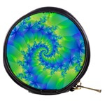 Colorful Blue and Green Spiral Fractal  Mini Makeup Bag