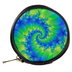 Colorful Blue and Green Spiral Fractal  Mini Makeup Bag from ArtsNow.com Back