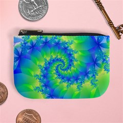 Colorful Blue and Green Spiral Fractal  Mini Coin Purse from ArtsNow.com Front