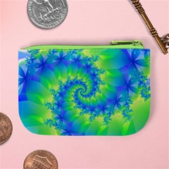 Colorful Blue and Green Spiral Fractal  Mini Coin Purse from ArtsNow.com Back