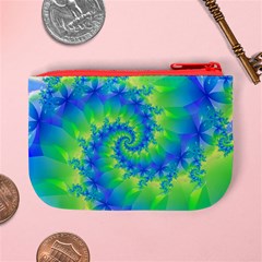 Colorful Blue and Green Spiral Fractal  Mini Coin Purse from ArtsNow.com Back