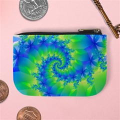 Colorful Blue and Green Spiral Fractal  Mini Coin Purse from ArtsNow.com Back