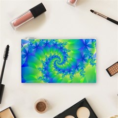 Colorful Blue and Green Spiral Fractal  Cosmetic Bag (Small) from ArtsNow.com Front