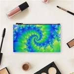 Colorful Blue and Green Spiral Fractal  Cosmetic Bag (Small)