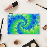 Colorful Blue and Green Spiral Fractal  Cosmetic Bag (Medium)