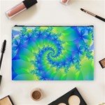 Colorful Blue and Green Spiral Fractal  Cosmetic Bag (Large)