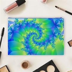 Colorful Blue and Green Spiral Fractal  Cosmetic Bag (Large) from ArtsNow.com Back