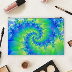 Colorful Blue and Green Spiral Fractal  Cosmetic Bag (Large) from ArtsNow.com Back