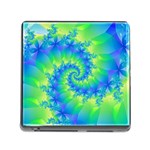 Colorful Blue and Green Spiral Fractal  Memory Card Reader (Square)