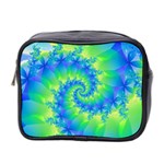 Colorful Blue and Green Spiral Fractal  Mini Toiletries Bag (Two Sides)