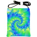 Colorful Blue and Green Spiral Fractal  Shoulder Sling Bag