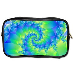 Colorful Blue and Green Spiral Fractal  Toiletries Bag (Two Sides) from ArtsNow.com Front