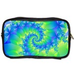 Colorful Blue and Green Spiral Fractal  Toiletries Bag (Two Sides)