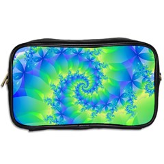 Colorful Blue and Green Spiral Fractal  Toiletries Bag (Two Sides) from ArtsNow.com Back