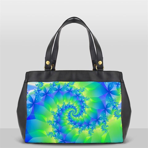 Colorful Blue and Green Spiral Fractal  Oversize Office Handbag from ArtsNow.com Front