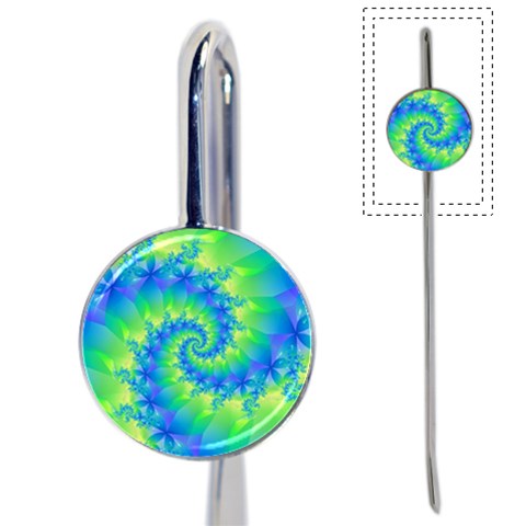 Colorful Blue and Green Spiral Fractal  Book Mark from ArtsNow.com Front