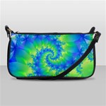 Colorful Blue and Green Spiral Fractal  Shoulder Clutch Bag