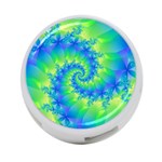 Colorful Blue and Green Spiral Fractal  4-Port USB Hub (One Side)