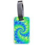 Colorful Blue and Green Spiral Fractal  Luggage Tag (two sides)