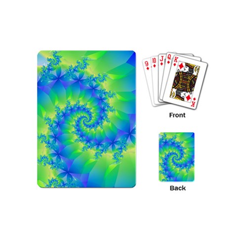 Colorful Blue and Green Spiral Fractal  Playing Cards (Mini) from ArtsNow.com Back