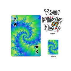 Colorful Blue and Green Spiral Fractal  Playing Cards 54 (Mini) from ArtsNow.com Front - Spade2