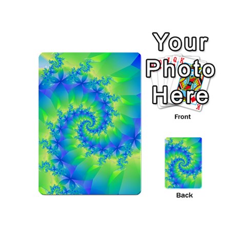 Colorful Blue and Green Spiral Fractal  Playing Cards 54 (Mini) from ArtsNow.com Back