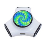 Colorful Blue and Green Spiral Fractal  3-Port USB Hub