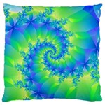 Colorful Blue and Green Spiral Fractal  Large Cushion Case (One Side)