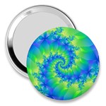 Colorful Blue and Green Spiral Fractal  3  Handbag Mirror