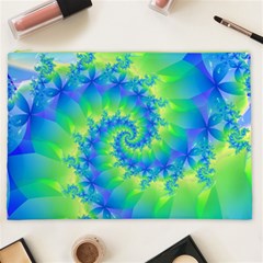 Colorful Blue and Green Spiral Fractal  Cosmetic Bag (XXL) from ArtsNow.com Front