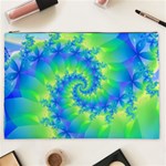 Colorful Blue and Green Spiral Fractal  Cosmetic Bag (XXL)