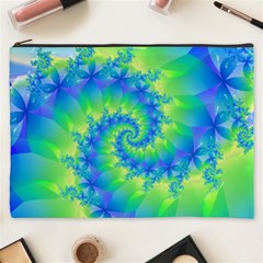 Colorful Blue and Green Spiral Fractal  Cosmetic Bag (XXXL) from ArtsNow.com Front